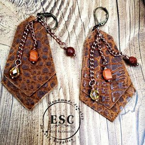 Genuine Alligator Leather Earrings
